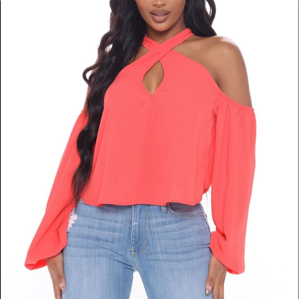 NWT Cold shoulder peachy blouse